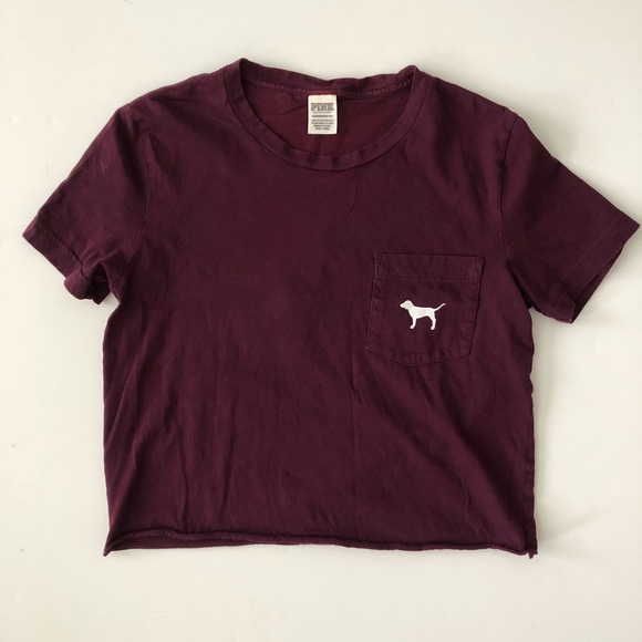 PINK Victoria's Secret Tops - PINK Burgundy Crop Top Tee - Size XS